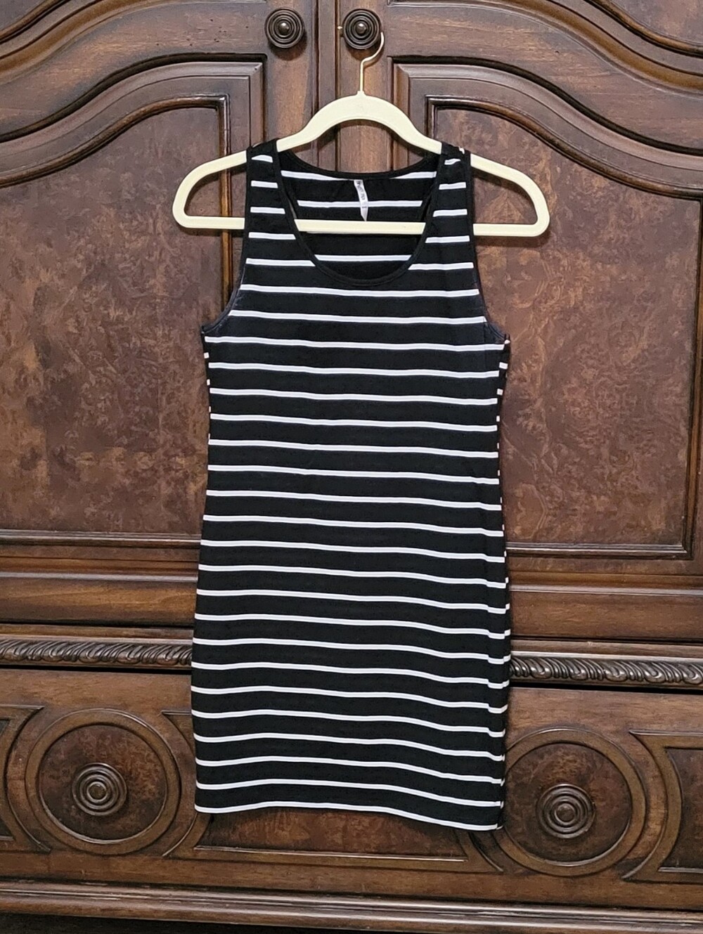 Heart Hips Black and White Striped Tank Dress
